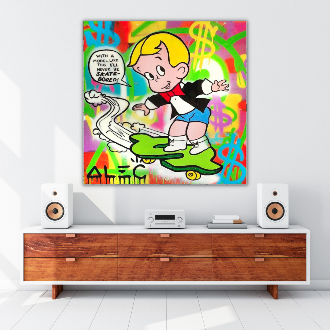 Alec Monopoly Art - Richie Rich Money Skating-ChandeliersDecor.com