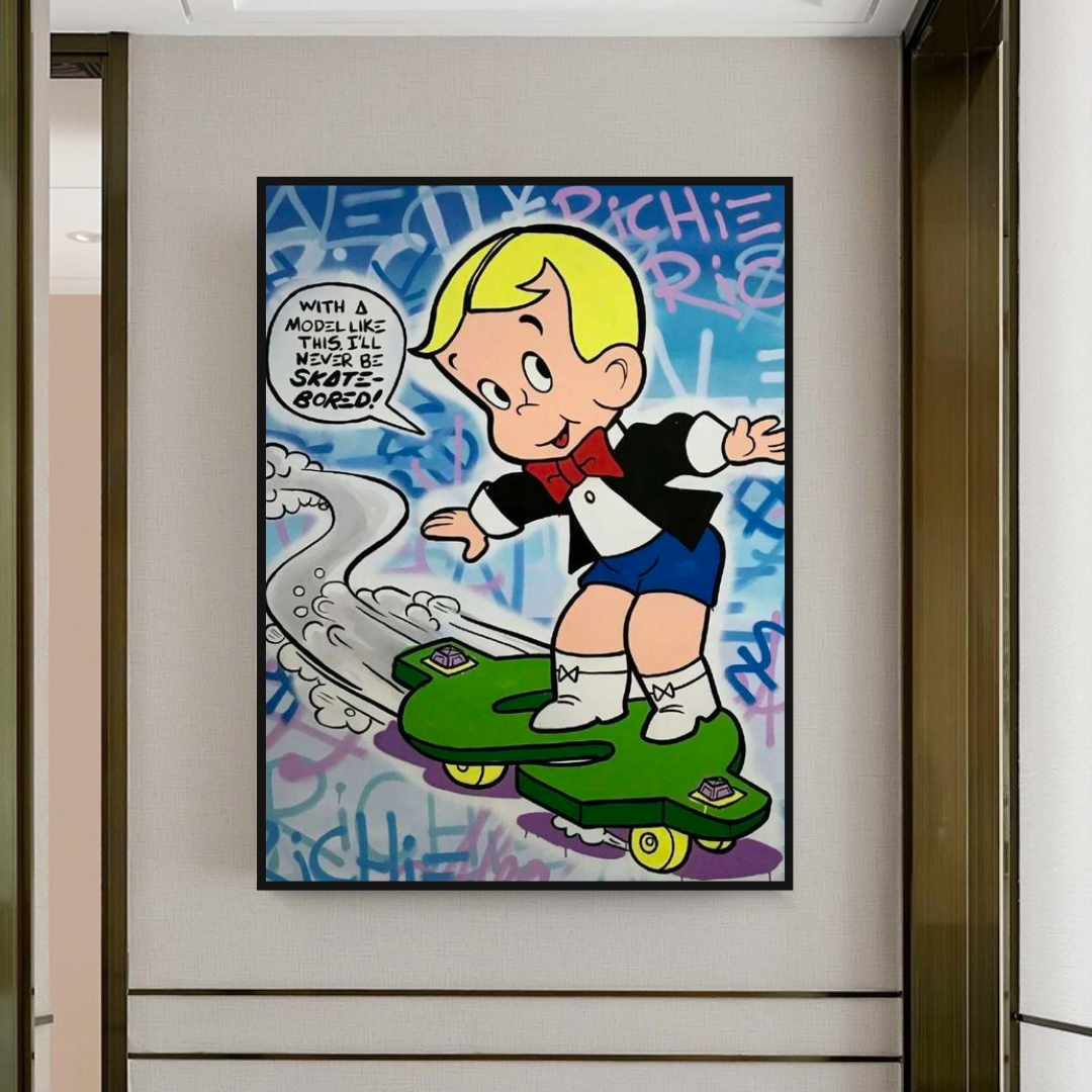 Alec Monopoly Art: Richie Rich Money Skating-ChandeliersDecor.com