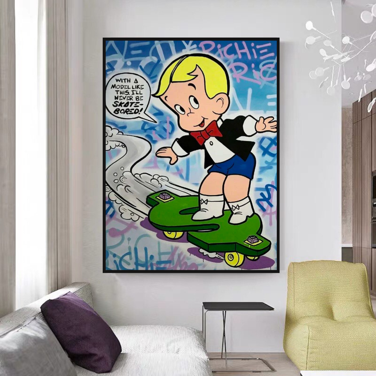 Alec Monopoly Art: Richie Rich Money Skating-ChandeliersDecor.com