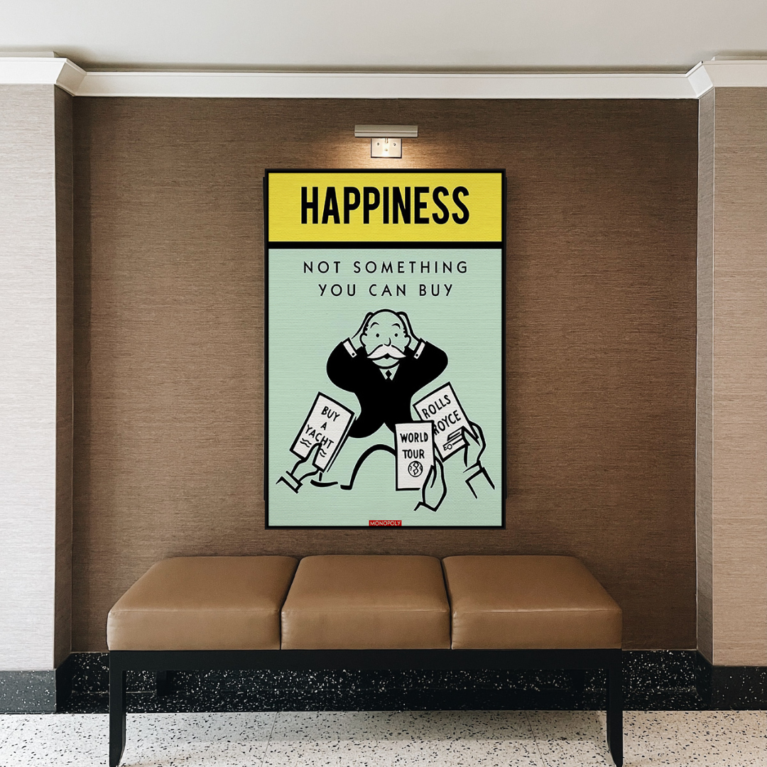 Alec Monopoly Cant Buy Happiness Play Card Canvas Wall Art-ChandeliersDecor.com