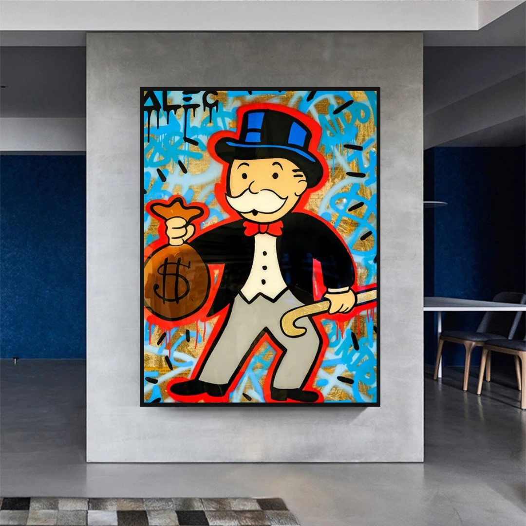 ChandeliersDecor.com-Monopoly Wall Poster-Alec Monopoly Canvas Wall Art - Money Bag