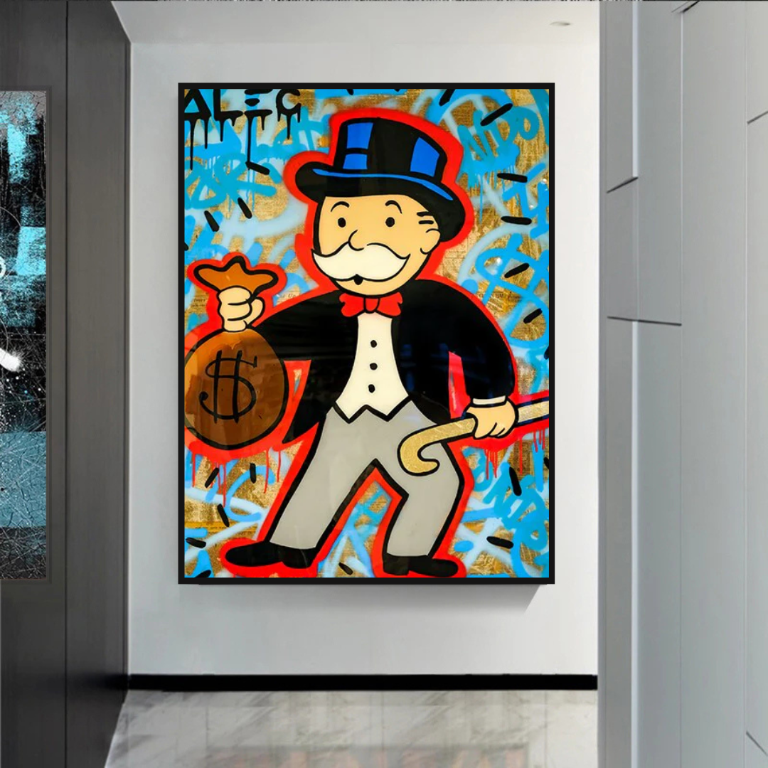 ChandeliersDecor.com-Monopoly Wall Poster-Alec Monopoly Canvas Wall Art - Money Bag