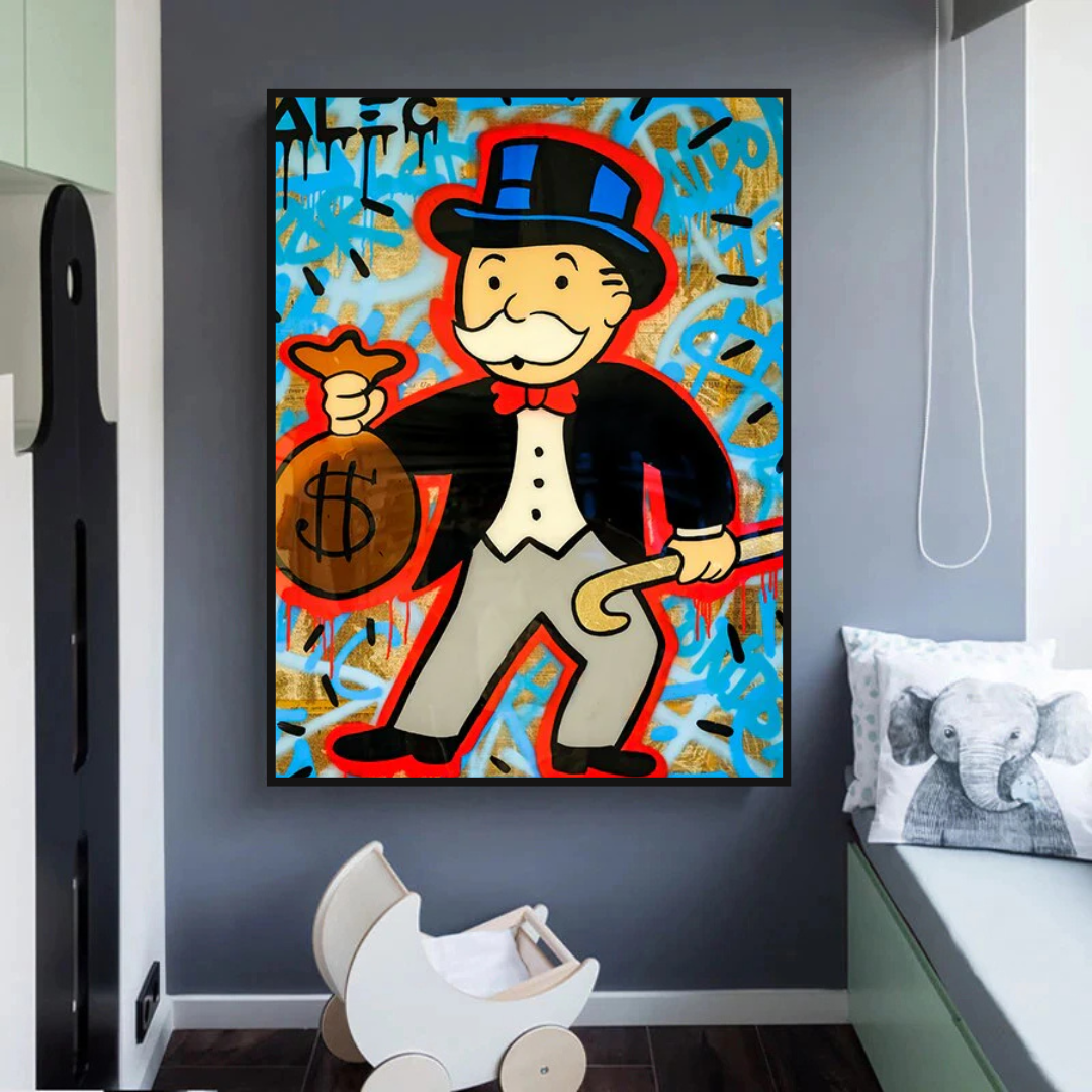 ChandeliersDecor.com-Monopoly Wall Poster-Alec Monopoly Canvas Wall Art - Money Bag