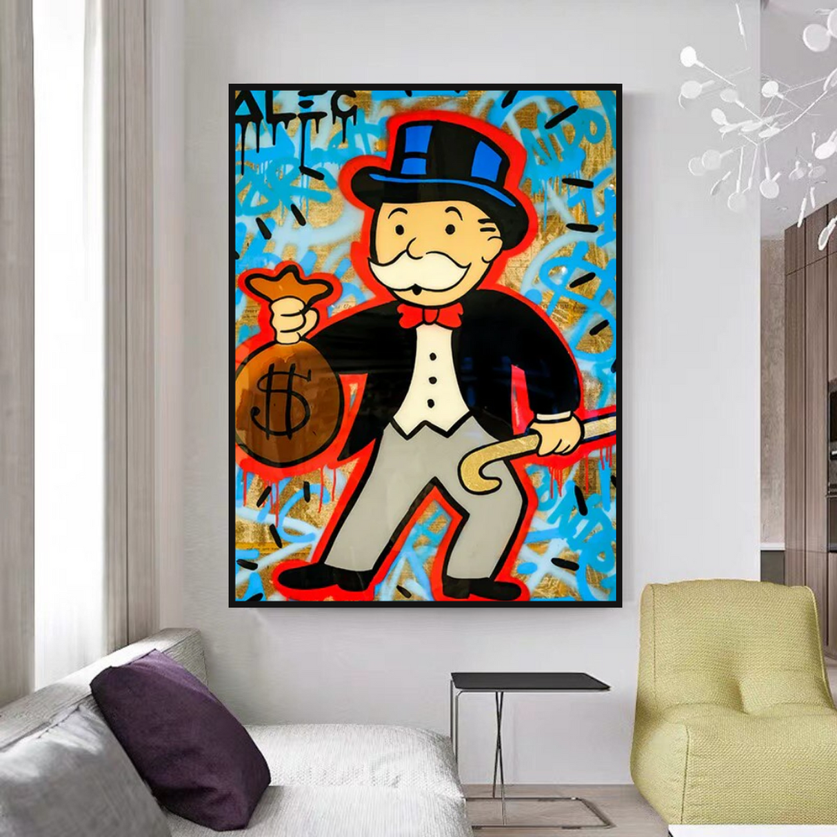 ChandeliersDecor.com-Monopoly Wall Poster-Alec Monopoly Canvas Wall Art - Money Bag