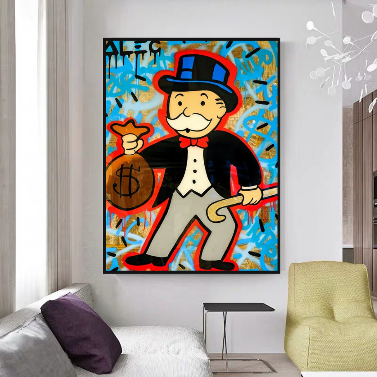 Alec Monopoly Canvas Wall Art - Money Bag-ChandeliersDecor.com