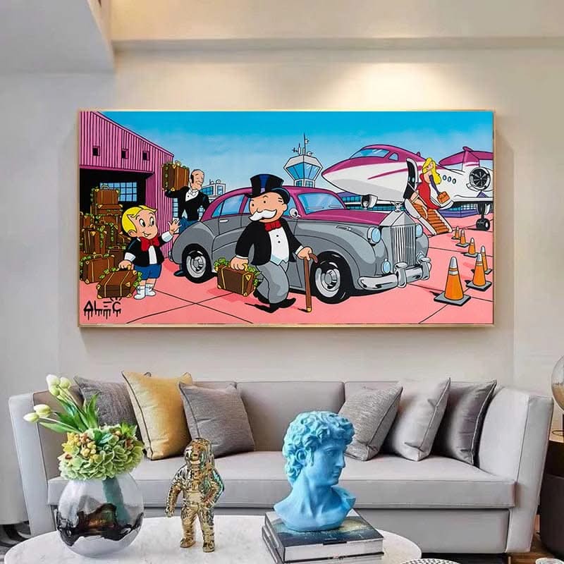 Alec Monopoly Canvas Wall Art: Richie at Airport-ChandeliersDecor.com