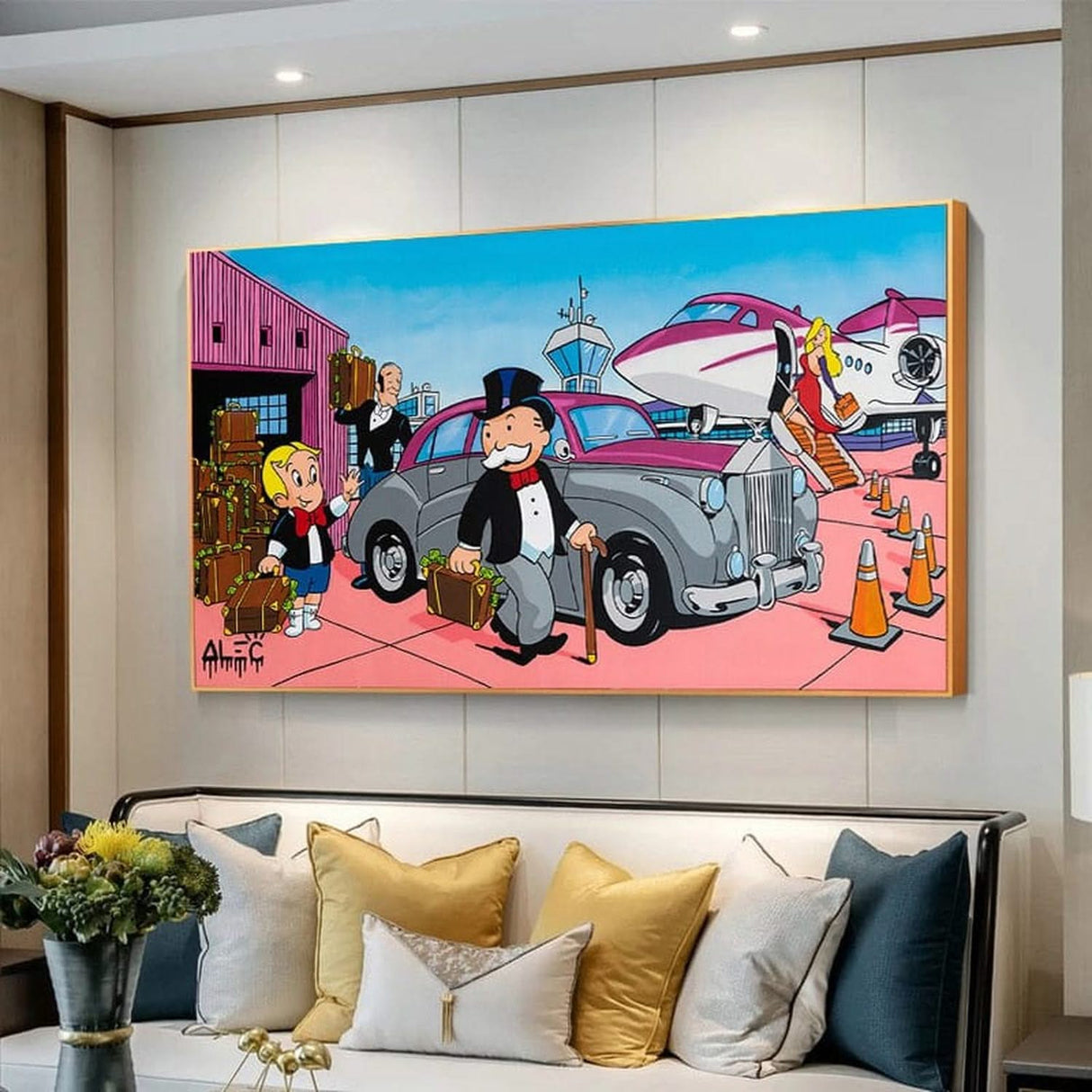 Alec Monopoly Canvas Wall Art: Richie at Airport-ChandeliersDecor.com