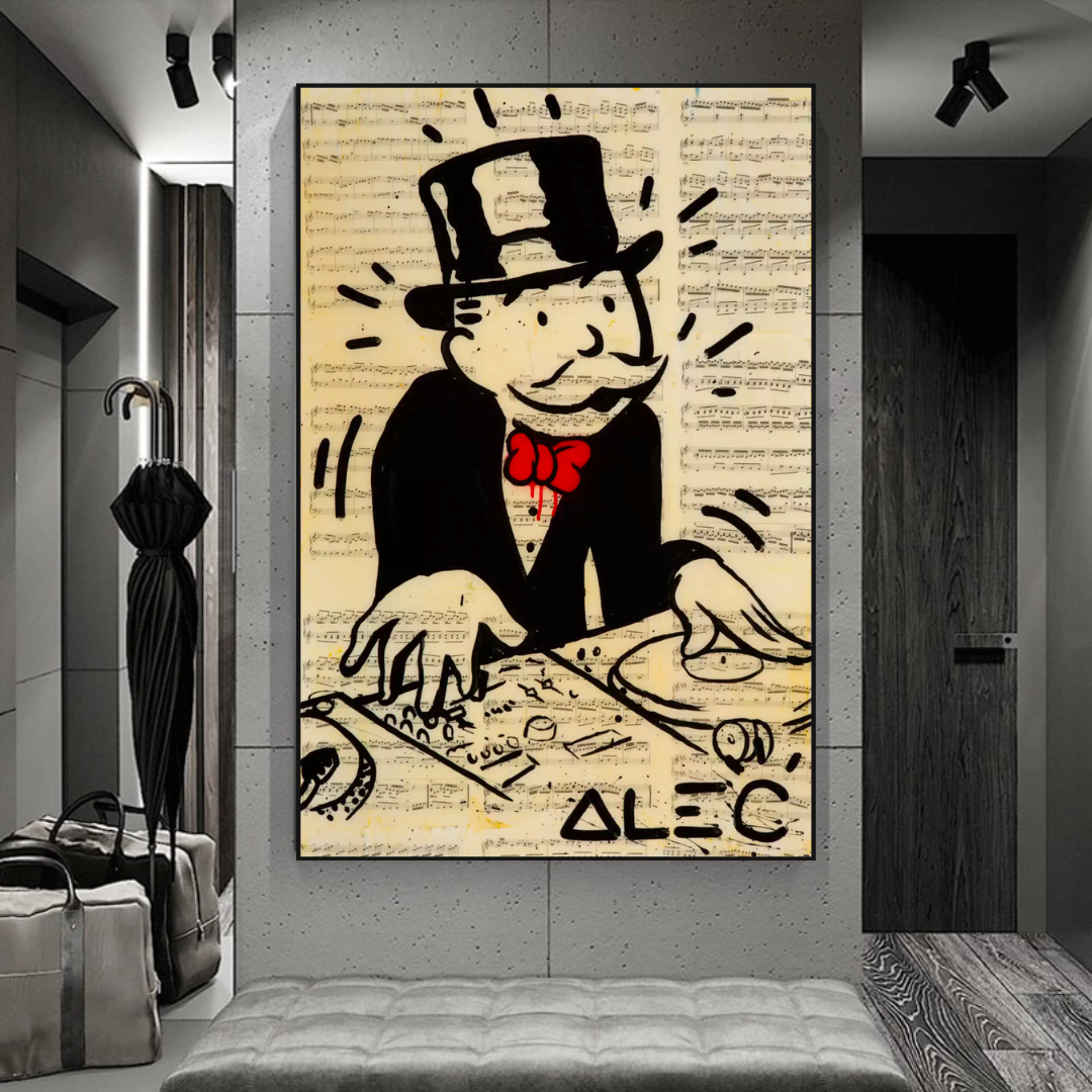 ChandeliersDecor.com-Monopoly Wall Poster-Alec Monopoly DJ Icon Art Canvas Print - Money Man Series