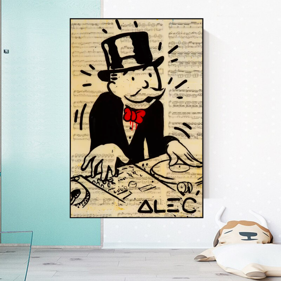 Alec Monopoly DJ Icon Art Canvas Print - Money Man Series-ChandeliersDecor.com
