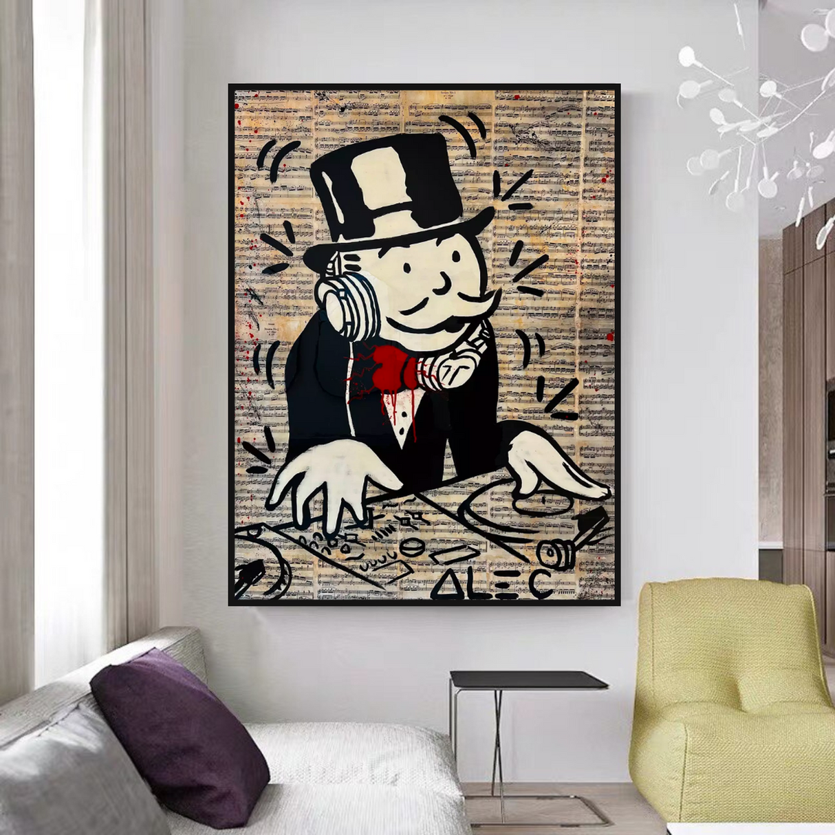 ChandeliersDecor.com-Monopoly Wall Poster-Alec Monopoly DJ Money Man Canvas Print - Limited Edition.