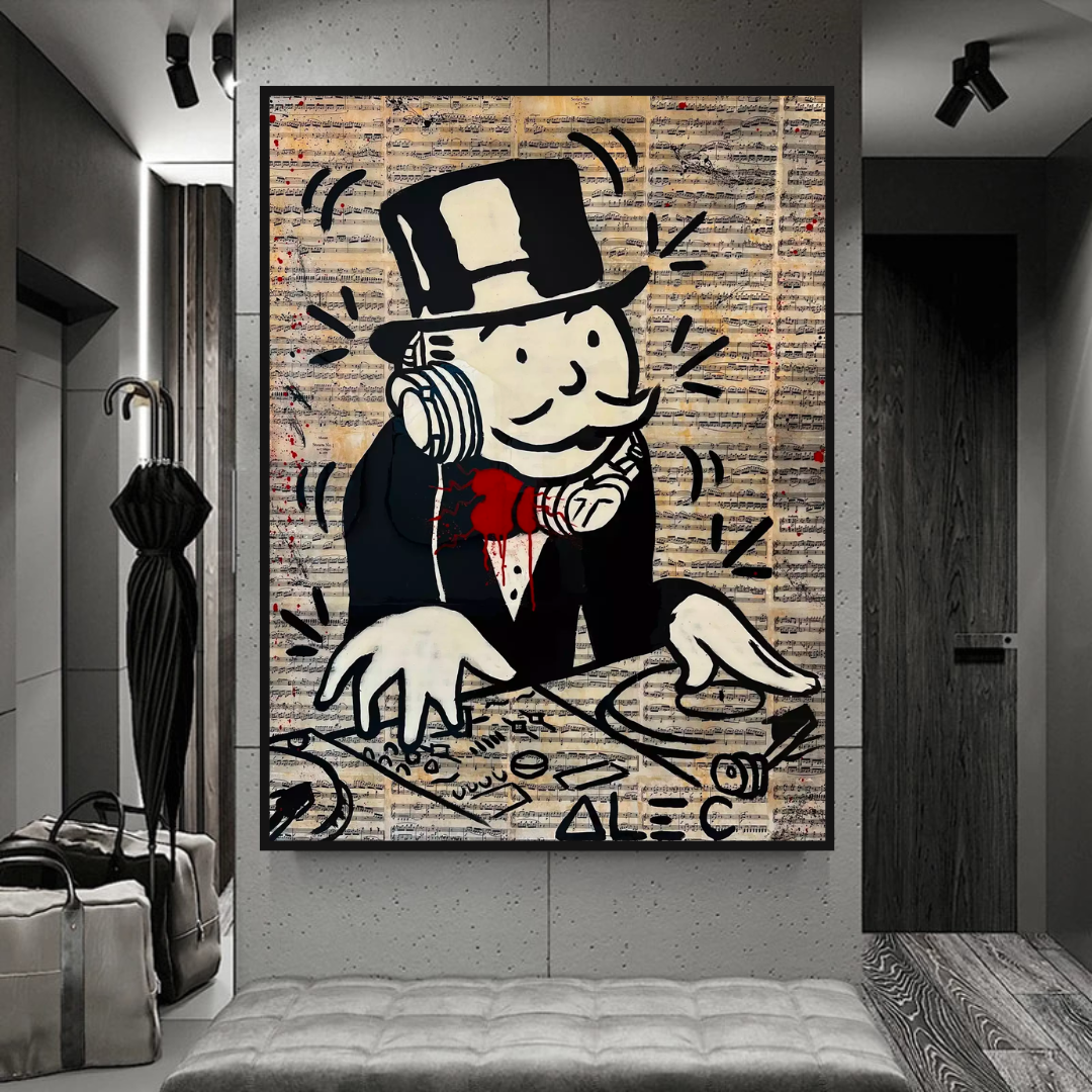 ChandeliersDecor.com-Monopoly Wall Poster-Alec Monopoly DJ Money Man Canvas Print - Limited Edition.