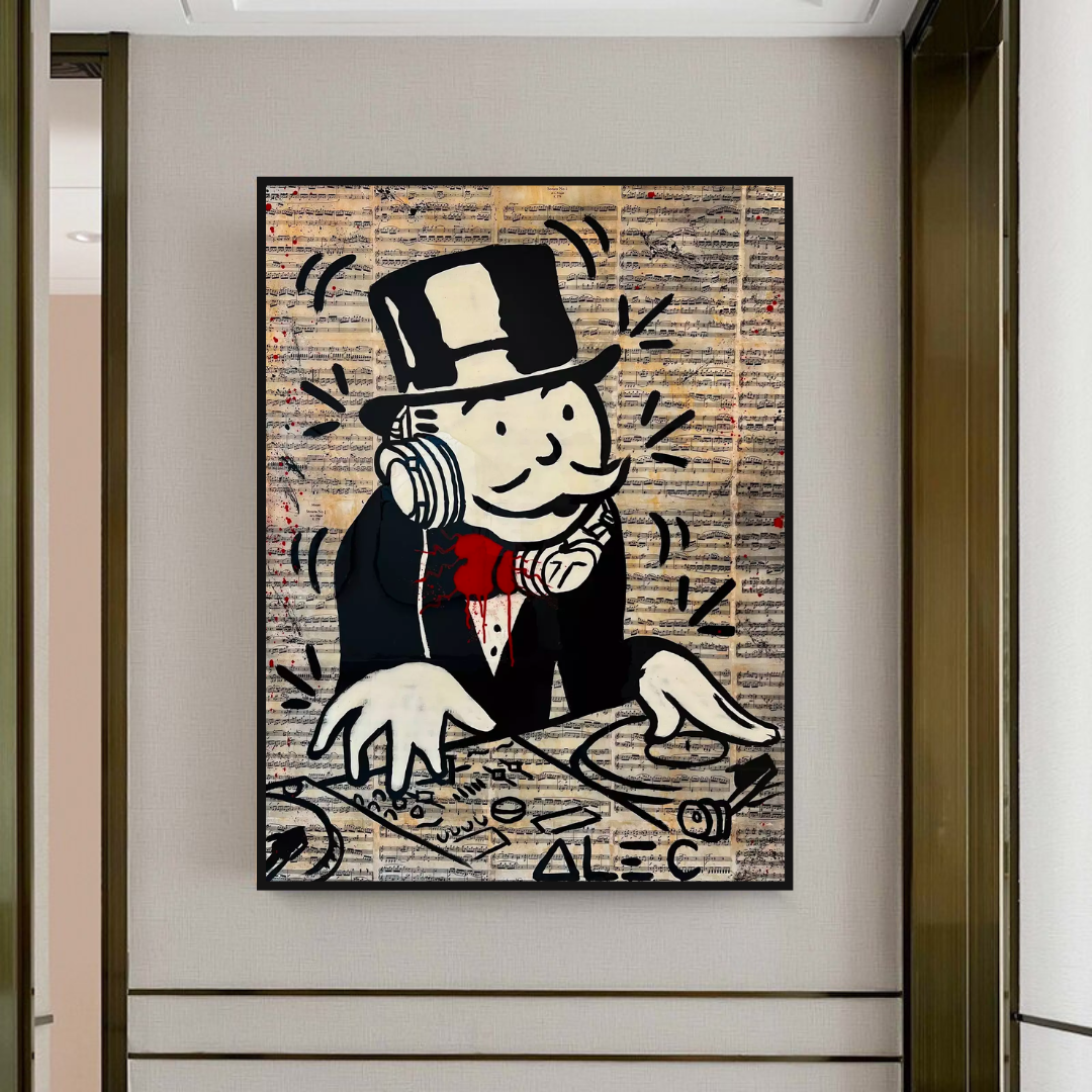 ChandeliersDecor.com-Monopoly Wall Poster-Alec Monopoly DJ Money Man Canvas Print - Limited Edition.