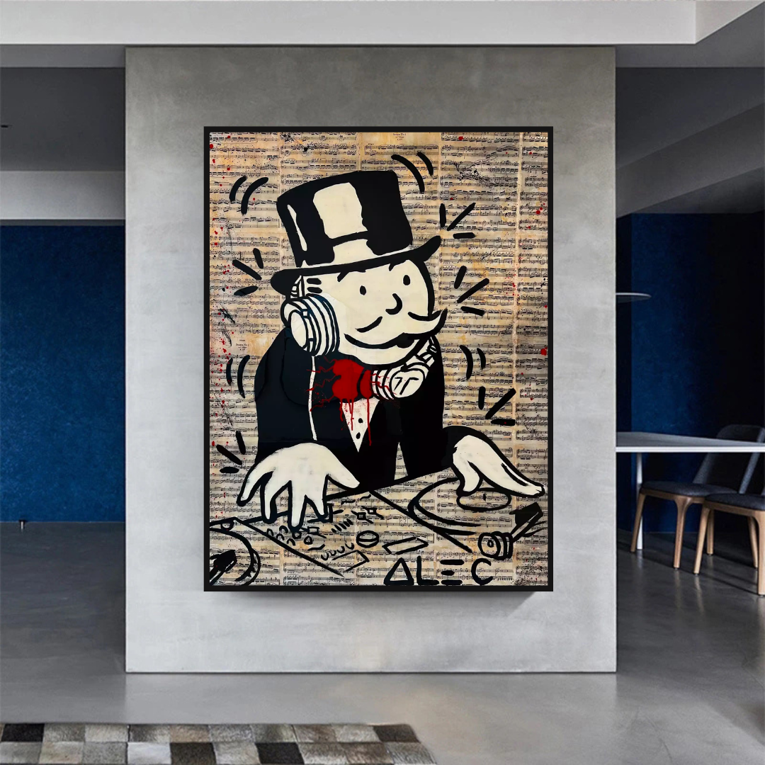 Alec Monopoly DJ Money Man Canvas Print - Limited Edition.-ChandeliersDecor.com