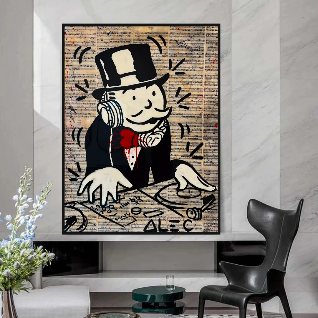 Alec Monopoly DJ Money Man Canvas Print - Limited Edition.-ChandeliersDecor.com