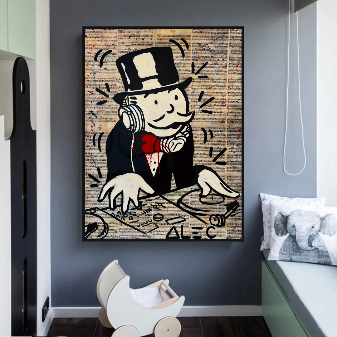 ChandeliersDecor.com-Monopoly Wall Poster-Alec Monopoly DJ Money Man Canvas Print - Limited Edition.