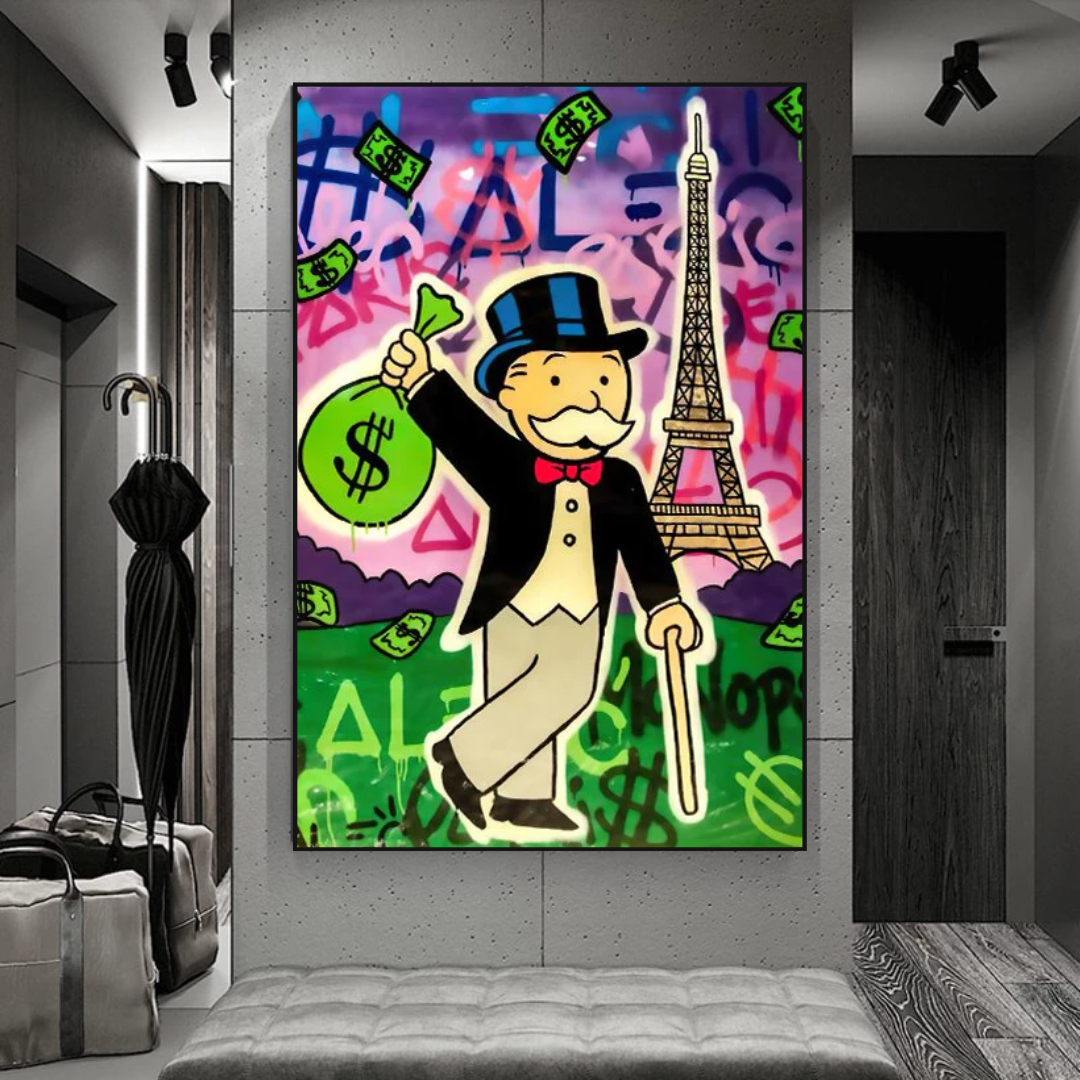 Alec Monopoly Eiffel Tower Canvas Print-ChandeliersDecor.com