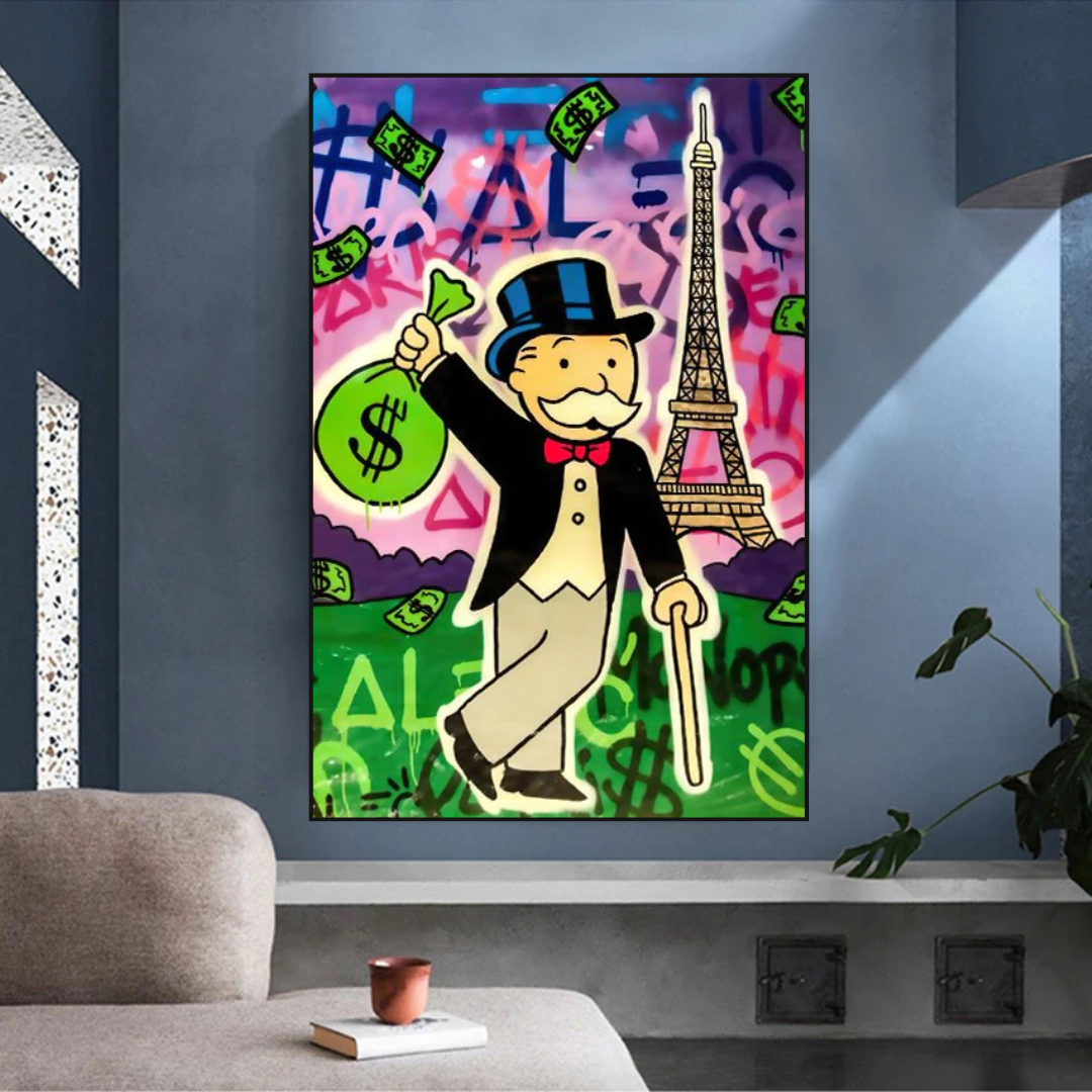 Alec Monopoly Eiffel Tower Canvas Print-ChandeliersDecor.com