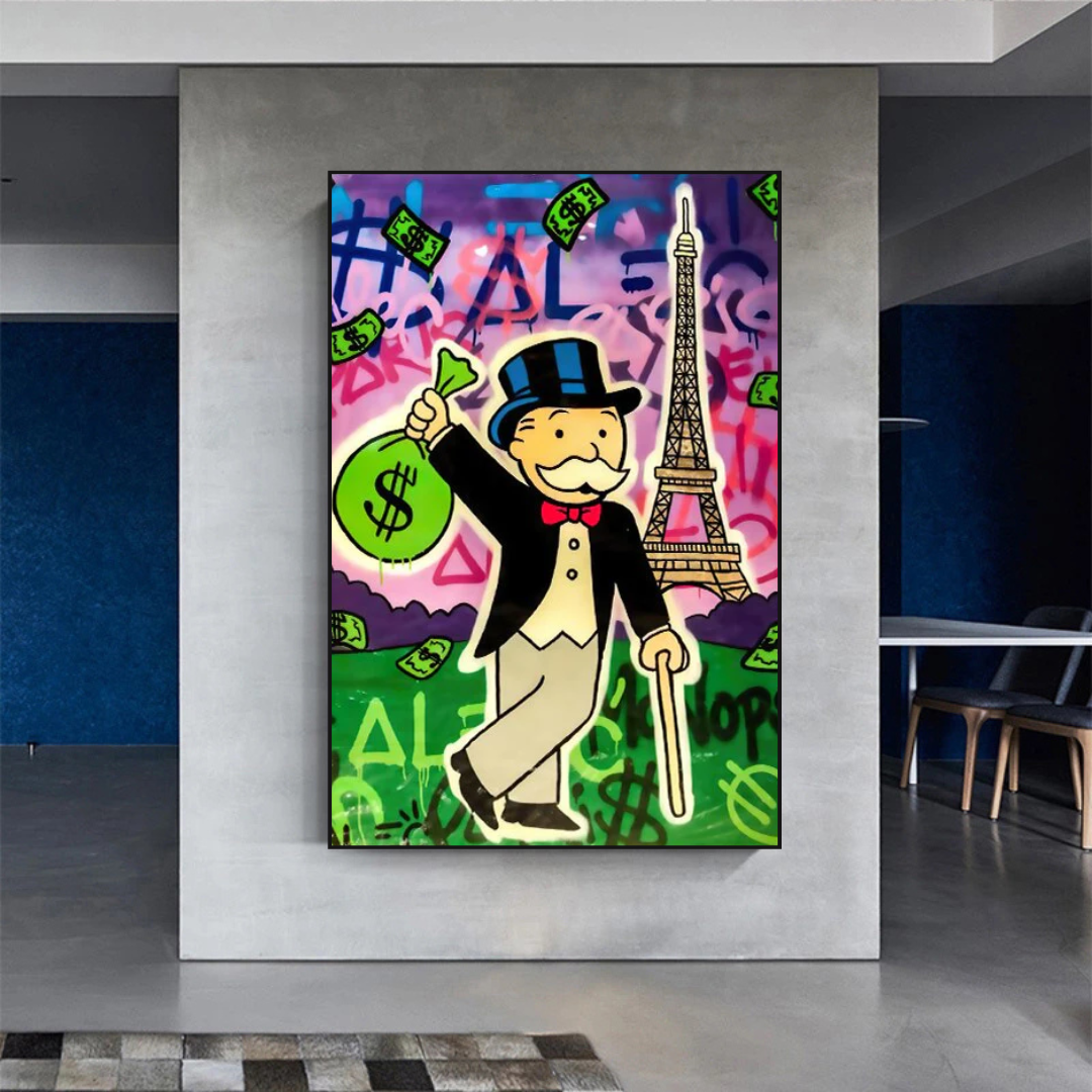 Alec Monopoly Eiffel Tower Canvas Print-ChandeliersDecor.com