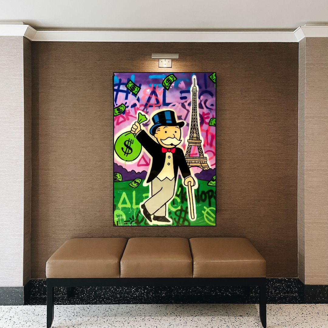 Alec Monopoly Eiffel Tower Canvas Print-ChandeliersDecor.com