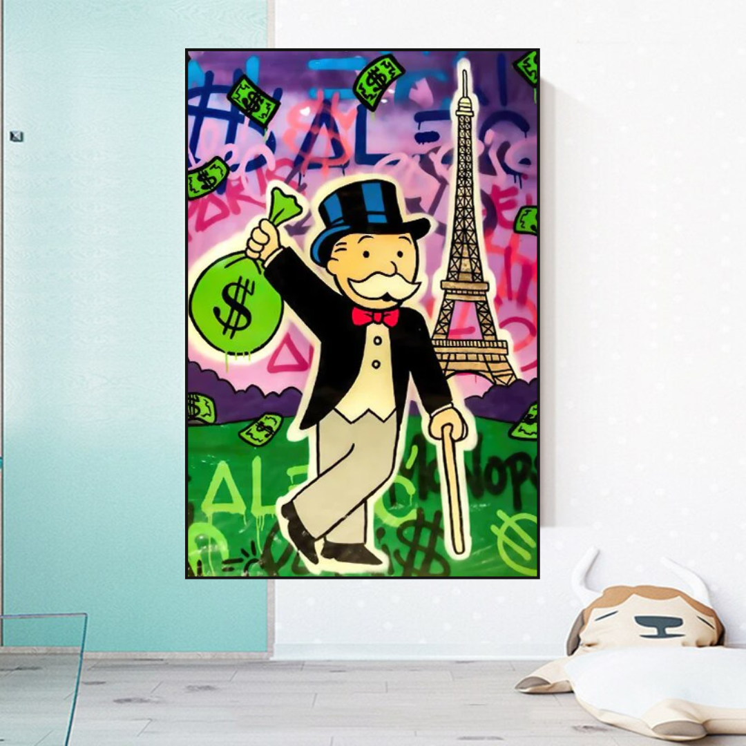 Alec Monopoly Eiffel Tower Canvas Print-ChandeliersDecor.com