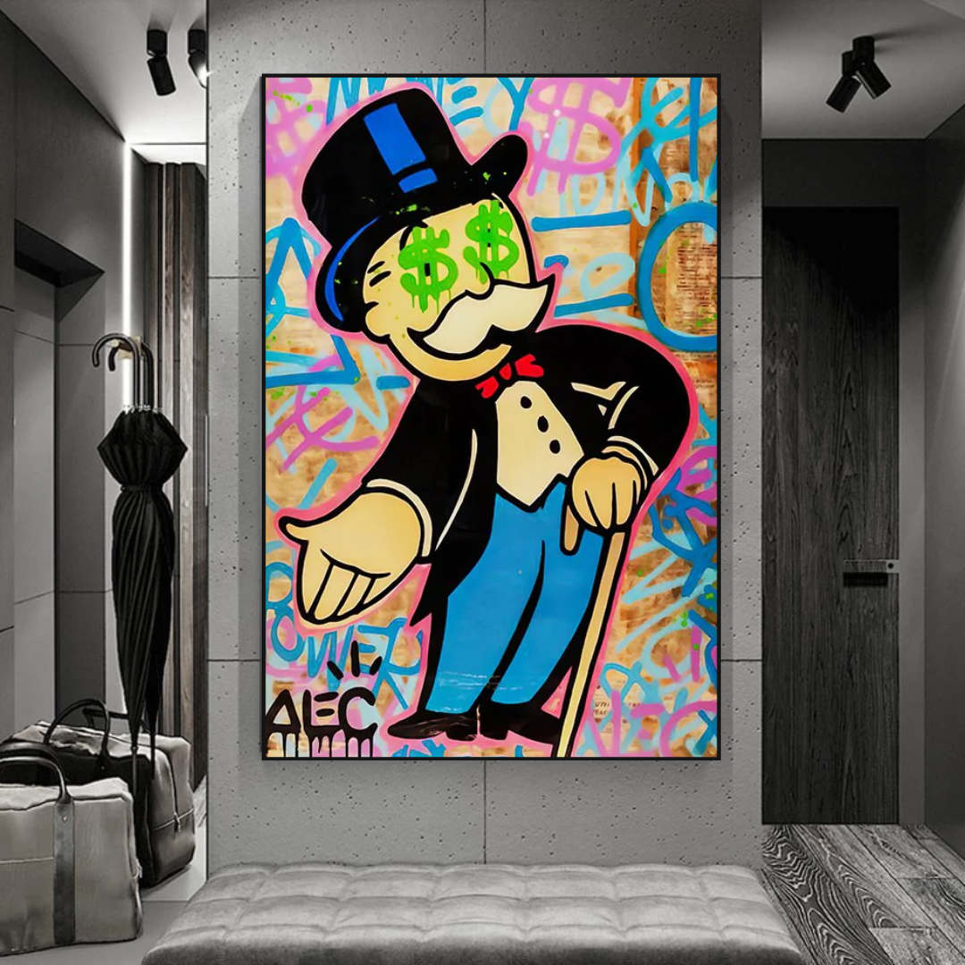 ChandeliersDecor.com-Monopoly Wall Poster-Alec Monopoly Graffiti Canvas Print