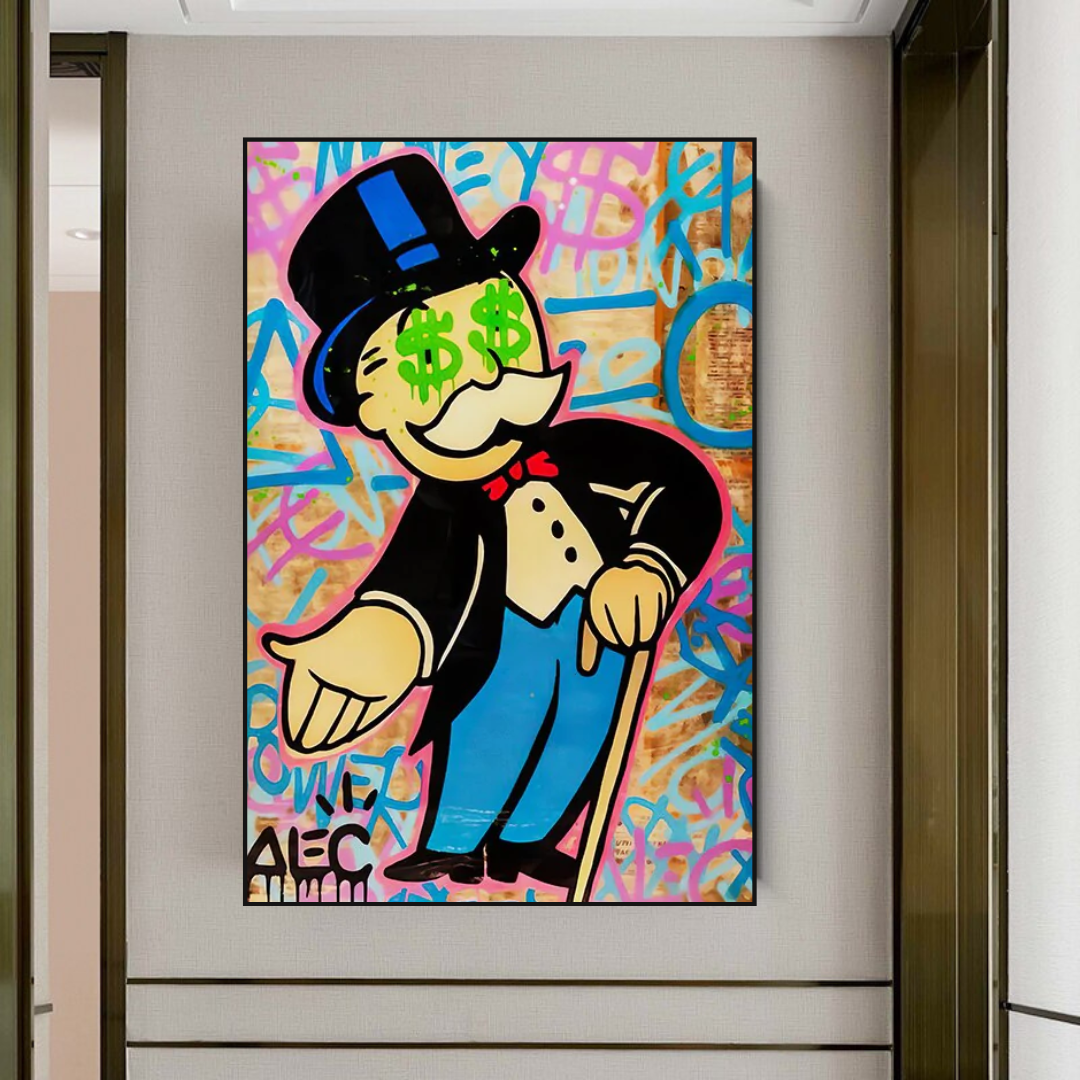 ChandeliersDecor.com-Monopoly Wall Poster-Alec Monopoly Graffiti Canvas Print