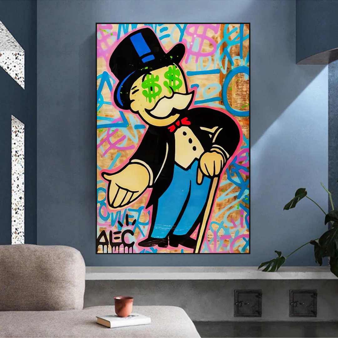 Alec Monopoly Graffiti Canvas Print-ChandeliersDecor.com