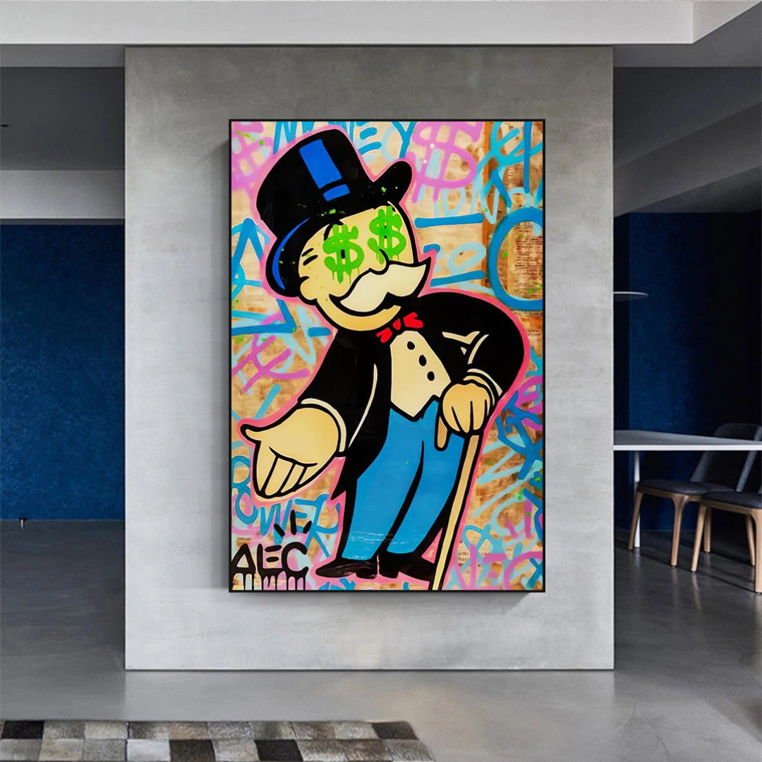 Alec Monopoly Graffiti Canvas Print-ChandeliersDecor.com