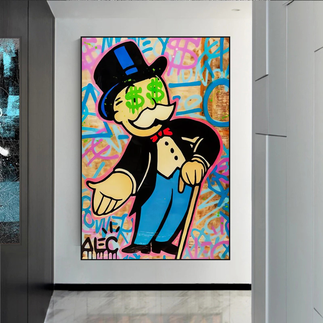 ChandeliersDecor.com-Monopoly Wall Poster-Alec Monopoly Graffiti Canvas Print