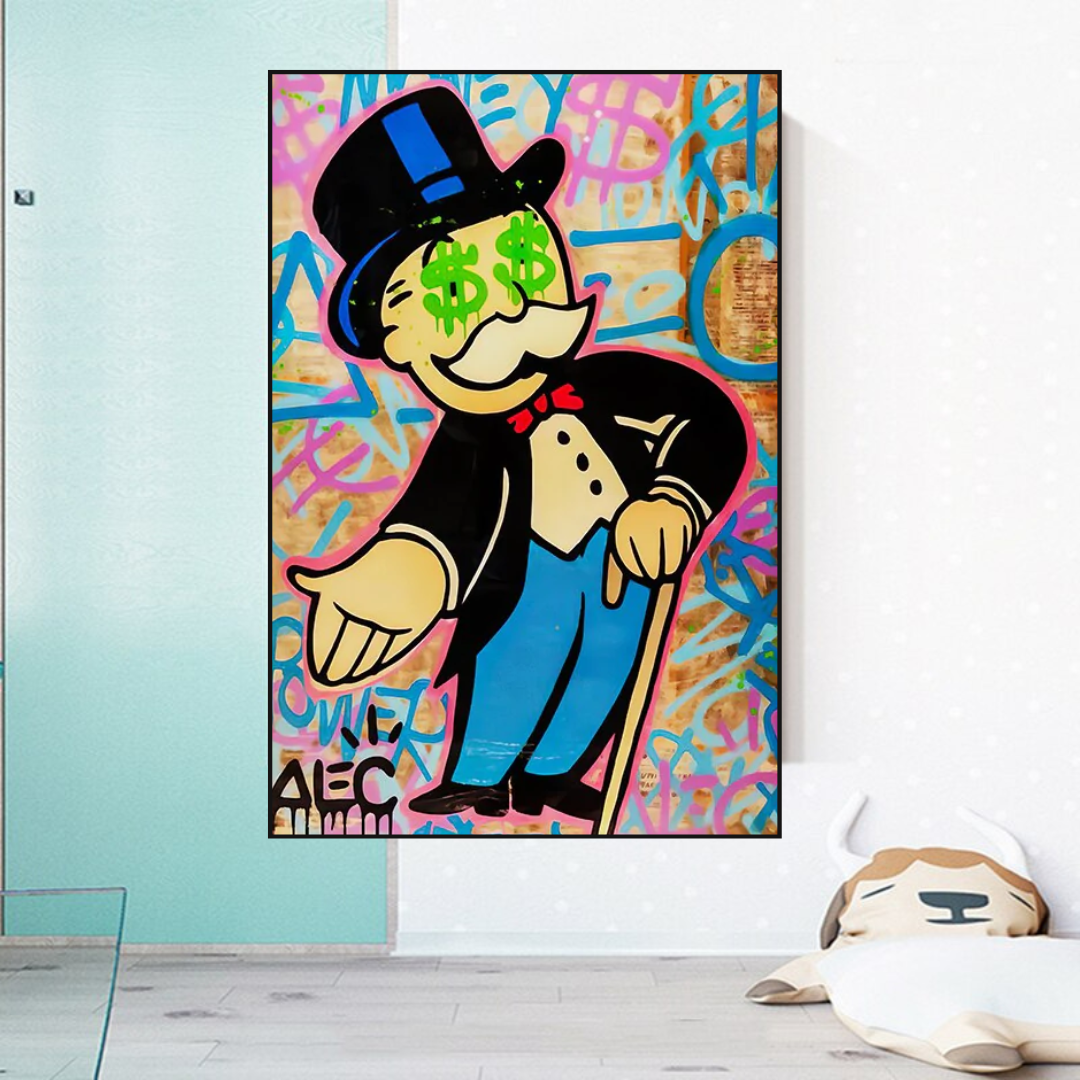 ChandeliersDecor.com-Monopoly Wall Poster-Alec Monopoly Graffiti Canvas Print