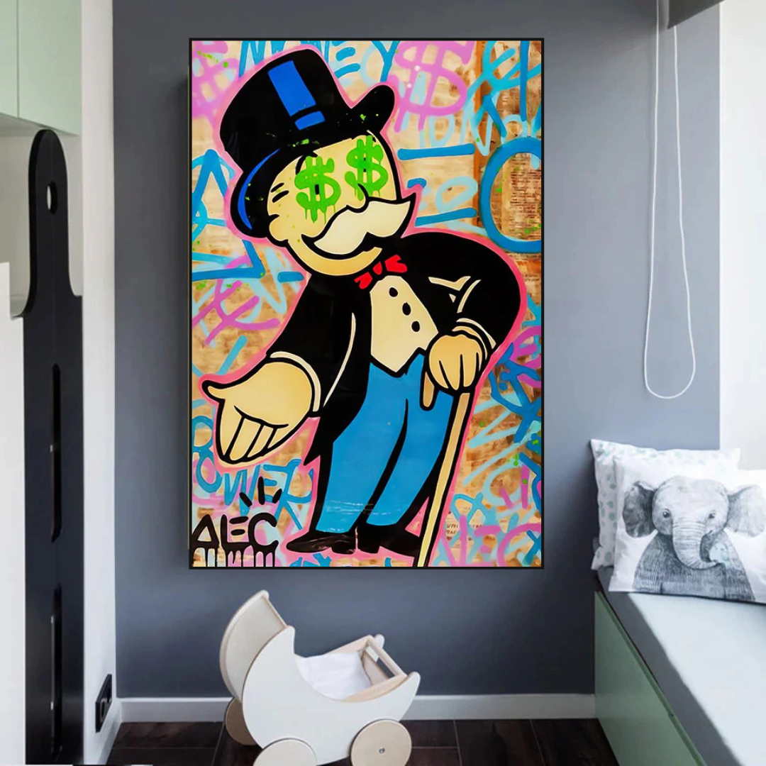 ChandeliersDecor.com-Monopoly Wall Poster-Alec Monopoly Graffiti Canvas Print