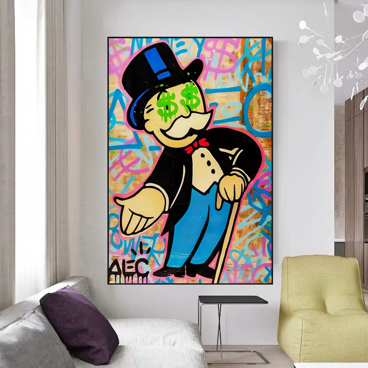 Alec Monopoly Graffiti Canvas Print-ChandeliersDecor.com