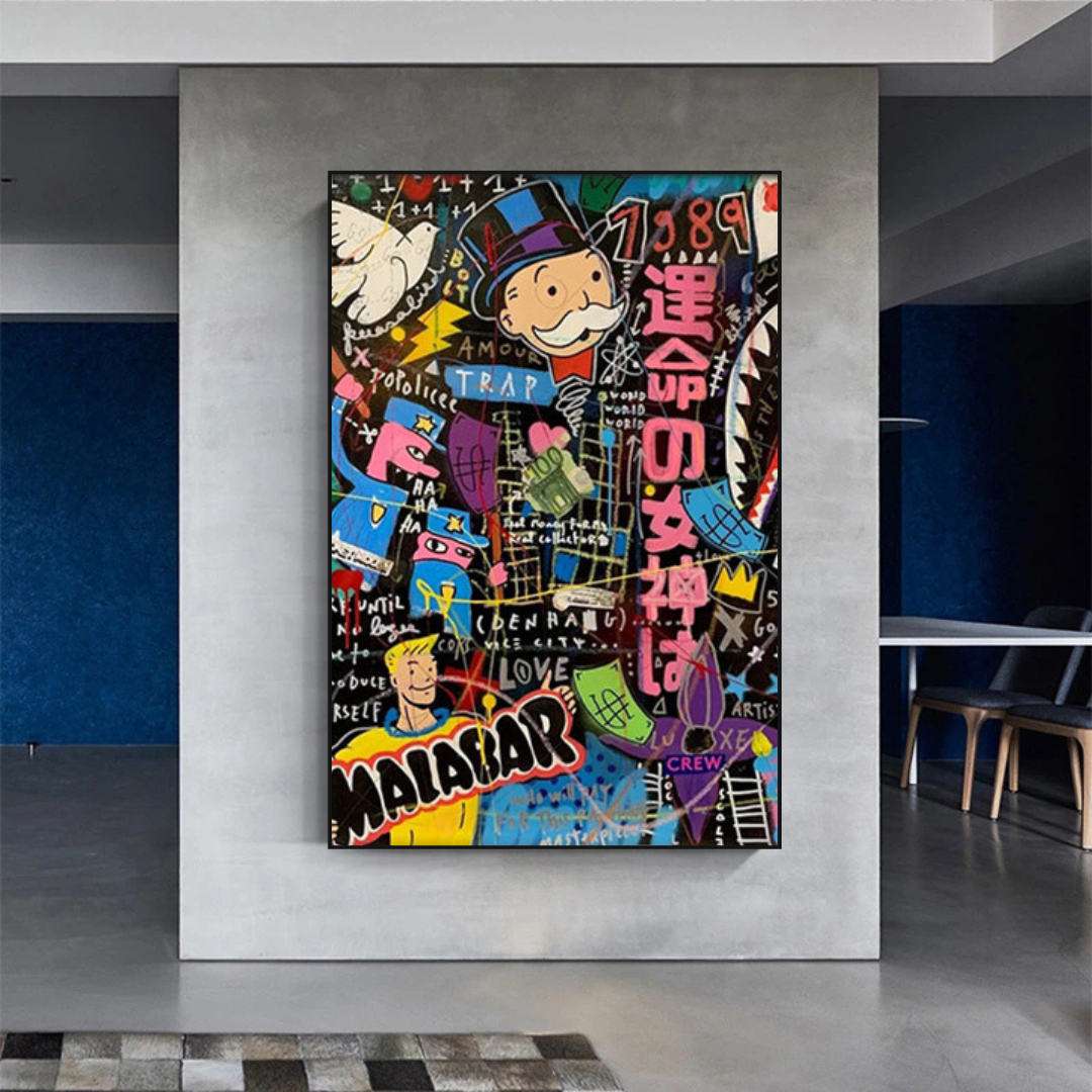 ChandeliersDecor.com-Monopoly Wall Poster-Alec Monopoly Graffiti Money Man Millionaire Canvas Wall Art