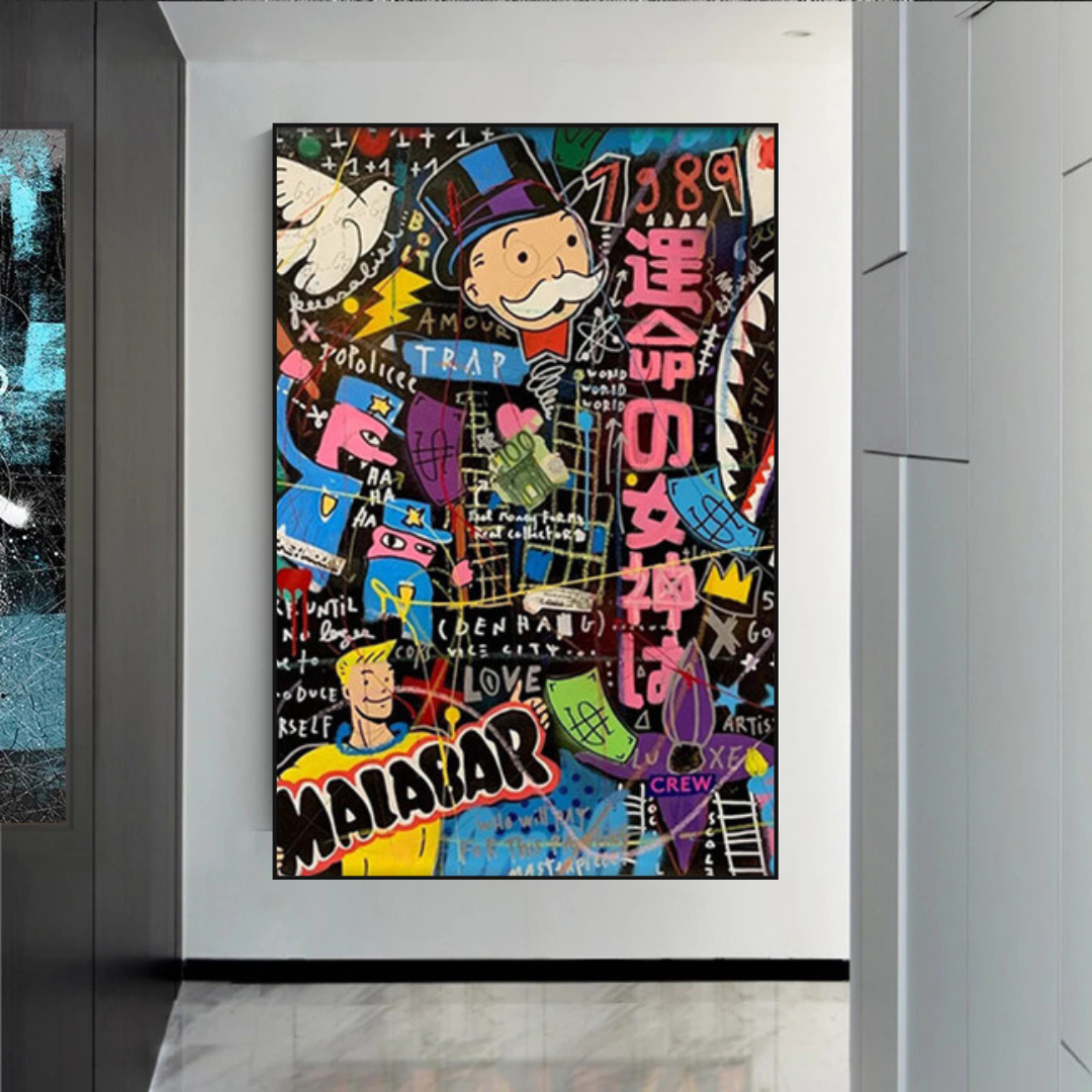 Alec Monopoly Graffiti Money Man Millionaire Canvas Wall Art-ChandeliersDecor.com