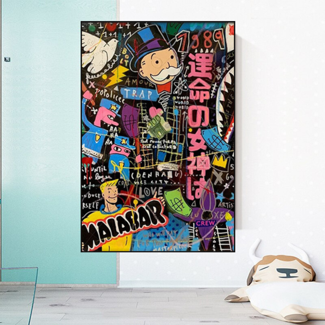 ChandeliersDecor.com-Monopoly Wall Poster-Alec Monopoly Graffiti Money Man Millionaire Canvas Wall Art