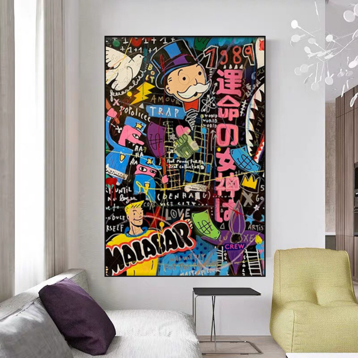 ChandeliersDecor.com-Monopoly Wall Poster-Alec Monopoly Graffiti Money Man Millionaire Canvas Wall Art