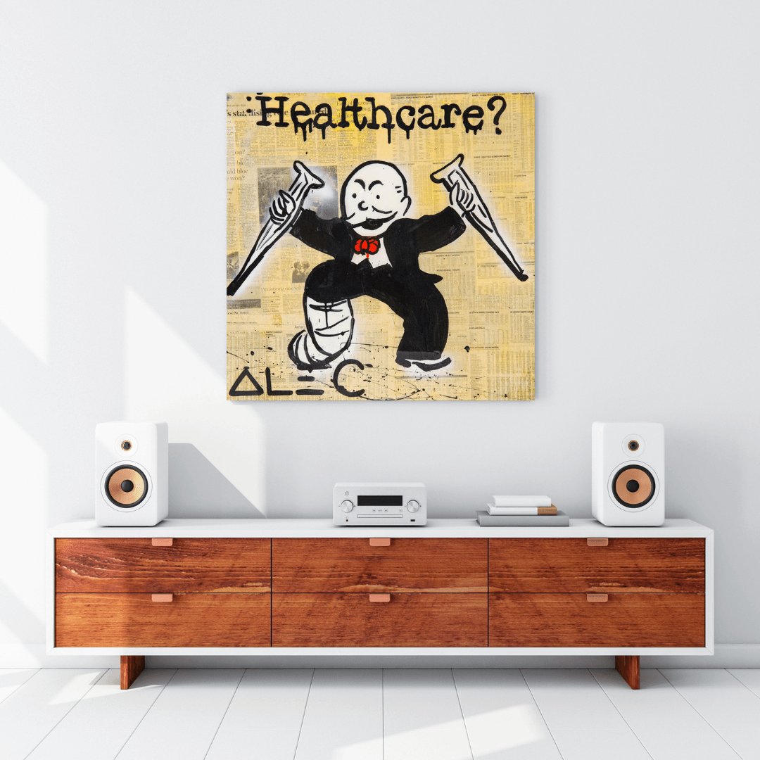 Alec Monopoly Healthcare Medical Newspaper Canvas Wall Art-ChandeliersDecor.com