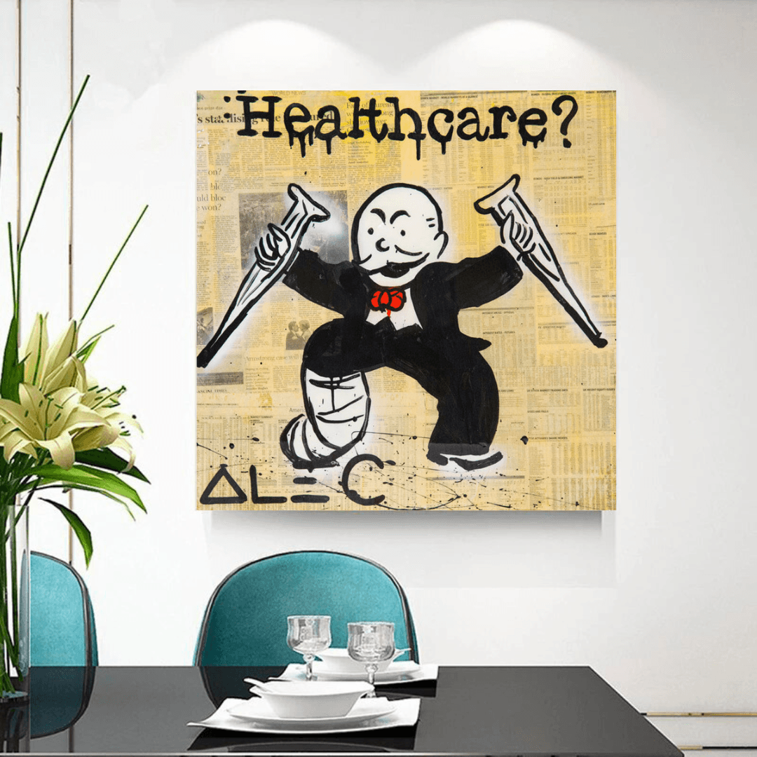 Alec Monopoly Healthcare Medical Newspaper Canvas Wall Art-ChandeliersDecor.com