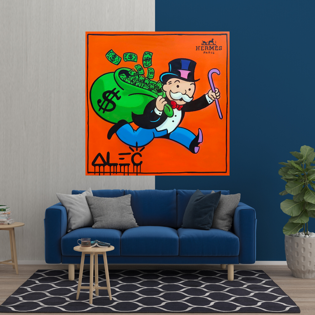 ChandeliersDecor.com-Monopoly Wall Poster-Alec Monopoly Hermes Art - Money Man Canvas Print