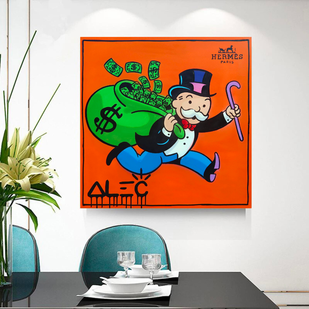 Alec Monopoly Hermes Art - Money Man Canvas Print-ChandeliersDecor.com