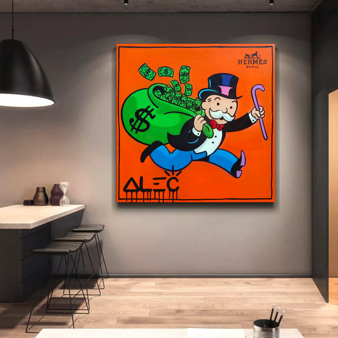 Alec Monopoly Hermes Art - Money Man Canvas Print-ChandeliersDecor.com