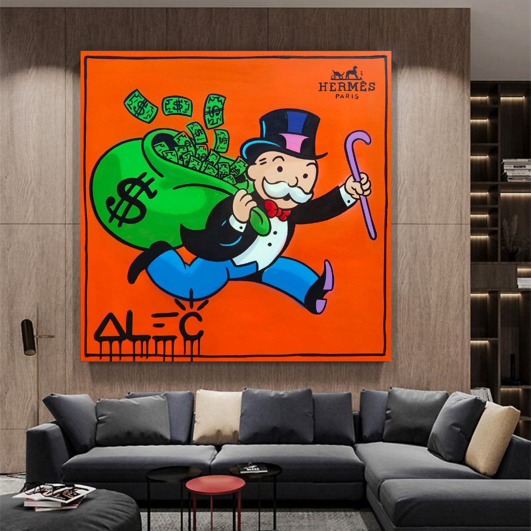 Alec Monopoly Hermes Art - Money Man Canvas Print-ChandeliersDecor.com