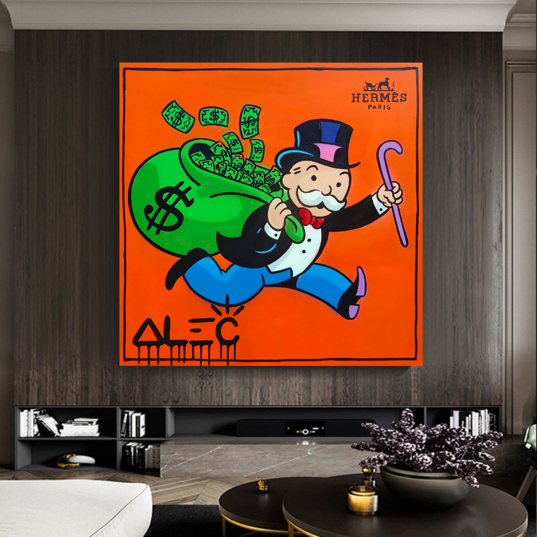 ChandeliersDecor.com-Monopoly Wall Poster-Alec Monopoly Hermes Art - Money Man Canvas Print