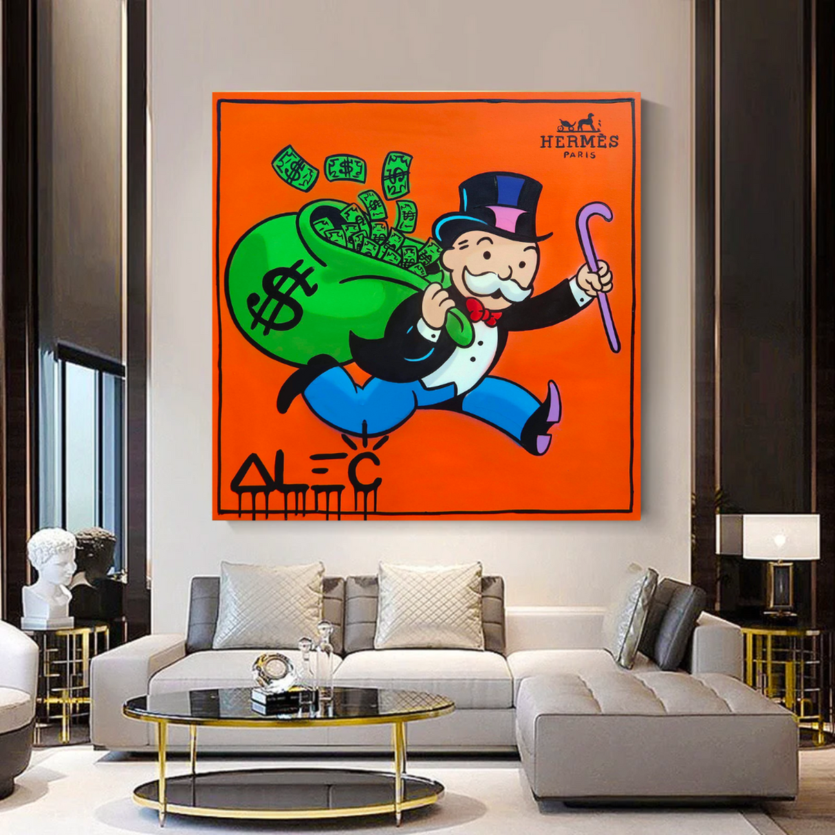 ChandeliersDecor.com-Monopoly Wall Poster-Alec Monopoly Hermes Art - Money Man Canvas Print