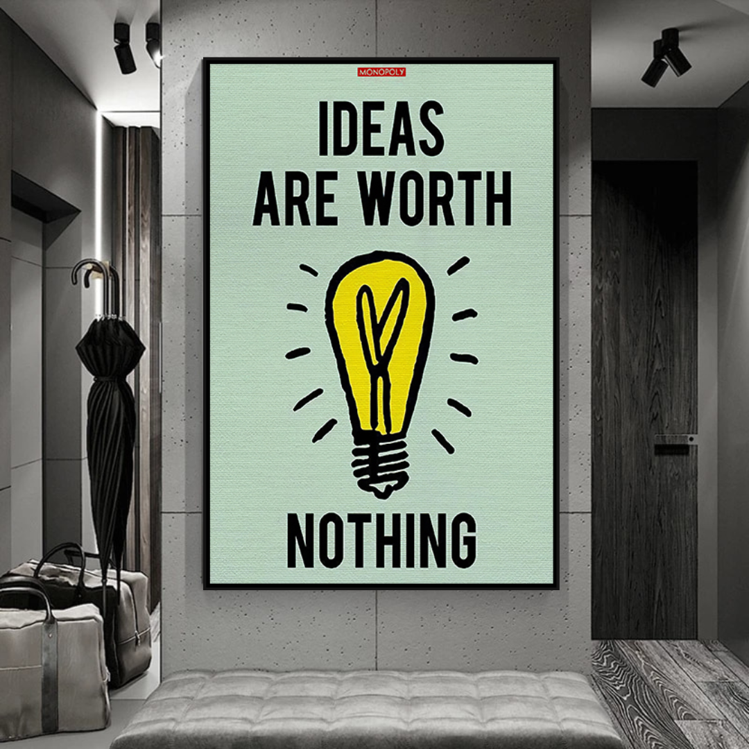 Alec Monopoly Ideas are Worth Nothing Play Card Canvas Wall Art-ChandeliersDecor.com