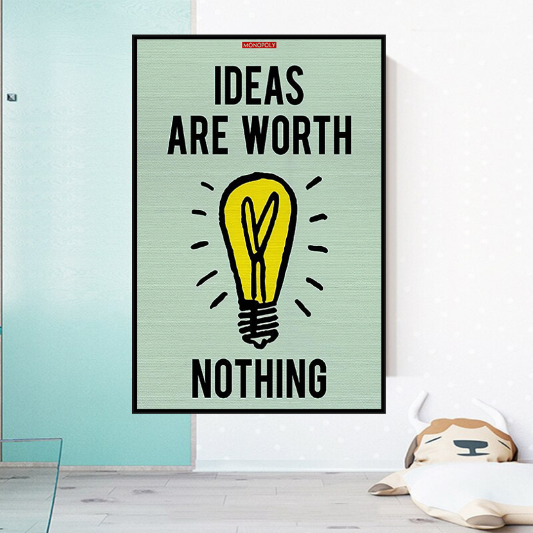 Alec Monopoly Ideas are Worth Nothing Play Card Canvas Wall Art-ChandeliersDecor.com