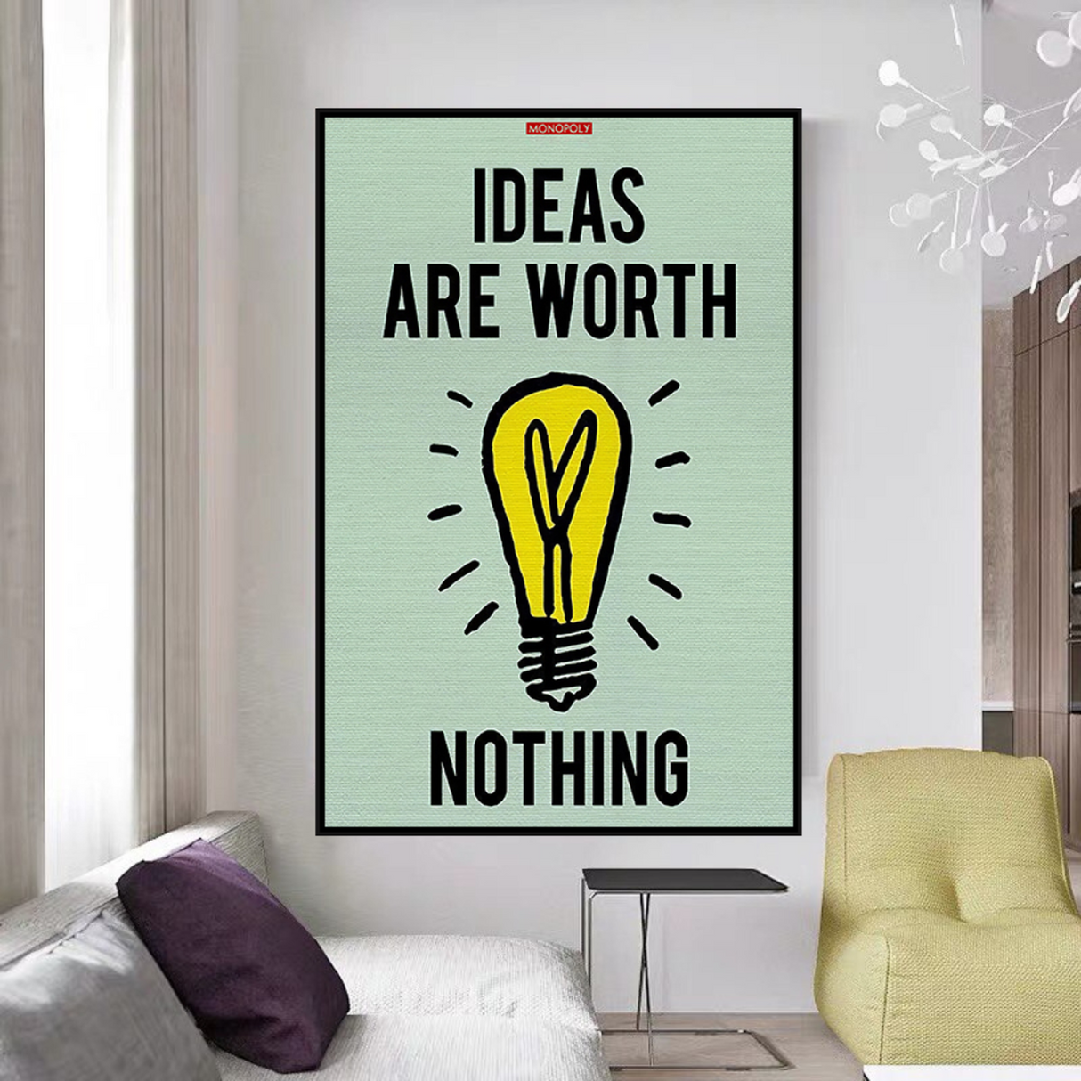 ChandeliersDecor.com-Monopoly Wall Poster-Alec Monopoly Ideas are Worth Nothing Play Card Canvas Wall Art