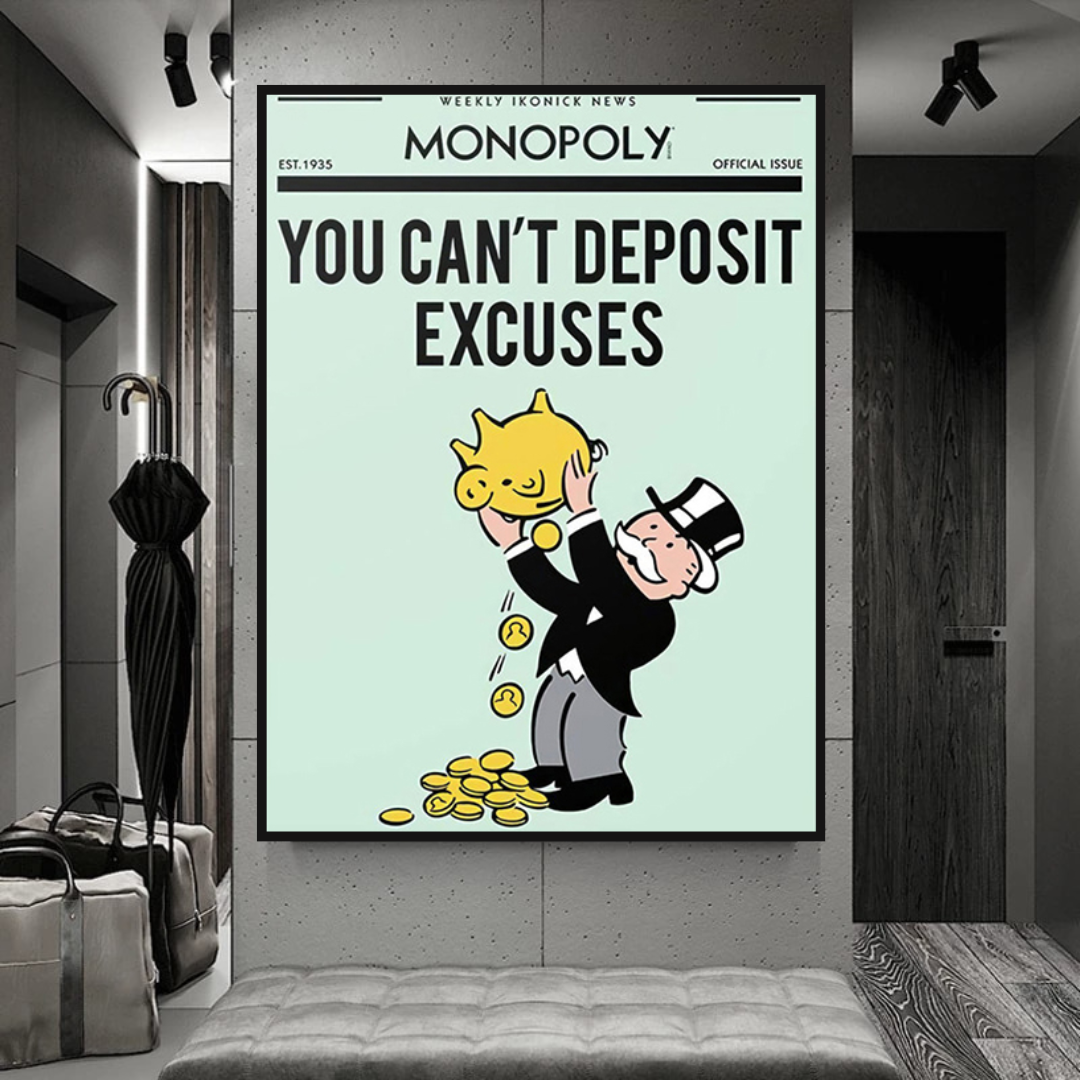 ChandeliersDecor.com-Monopoly Wall Poster-Alec Monopoly If You Can’t Deposit Excuses Play Card Canvas Wall Art