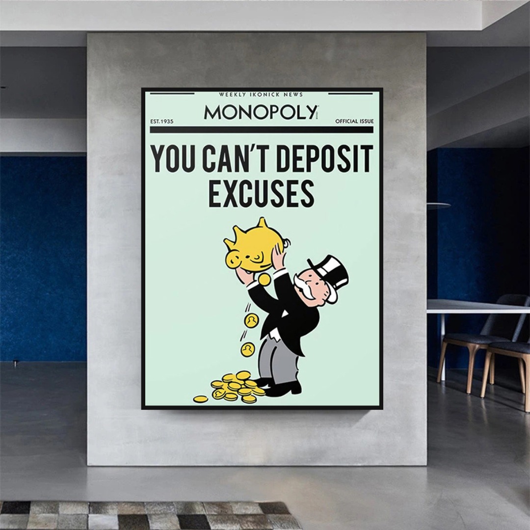 ChandeliersDecor.com-Monopoly Wall Poster-Alec Monopoly If You Can’t Deposit Excuses Play Card Canvas Wall Art