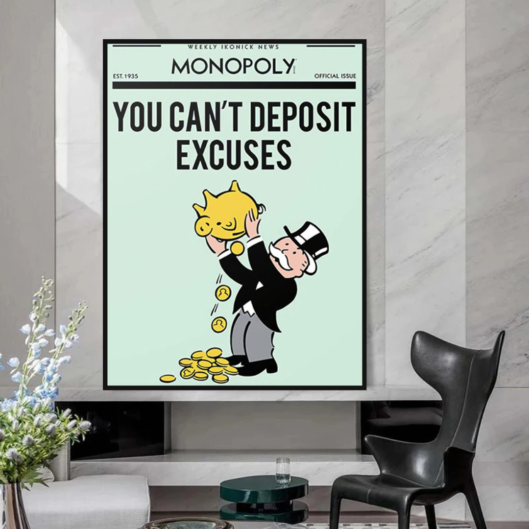 ChandeliersDecor.com-Monopoly Wall Poster-Alec Monopoly If You Can’t Deposit Excuses Play Card Canvas Wall Art